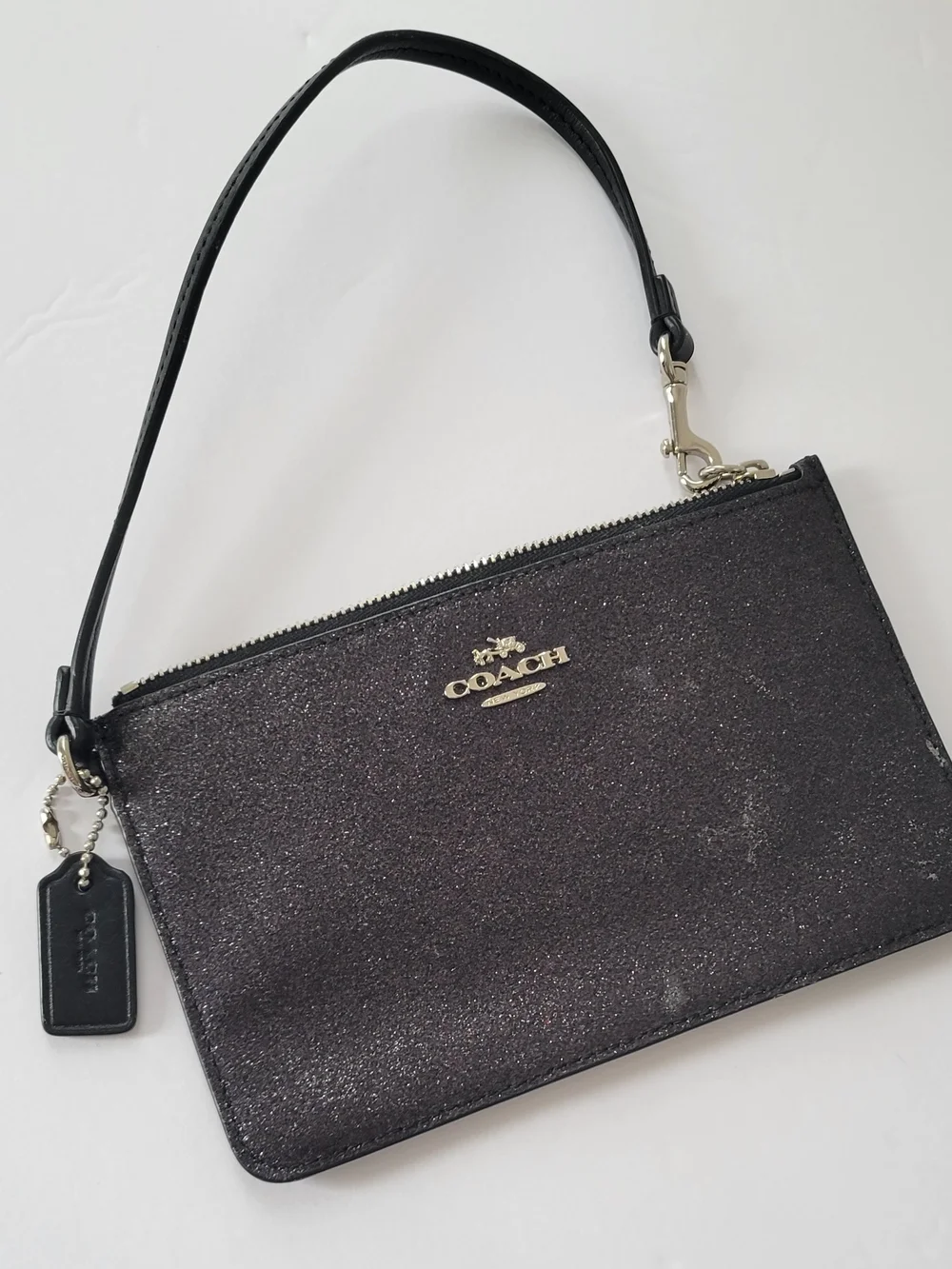 Coach Black Glitter Wristlet Pouch, The State As Seen In The Photo